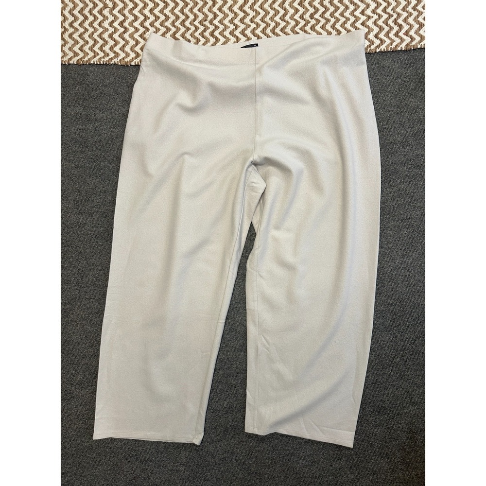 Eileen Fisher Pants Womens Size 3X Light Gray Wide Leg Lightweight 100% Wool